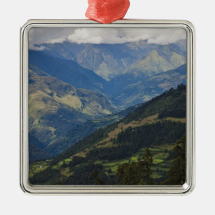 Farmlands and village in the Himalayas Metal Ornament