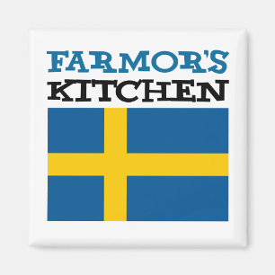 Farmor's Kitchen Featuring The Flag Of Sweden Magnet