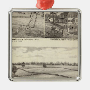 Farms and residences in Magnolia Metal Ornament