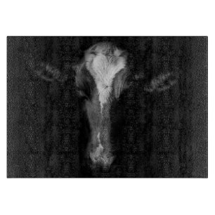 Farms   B&W Cow Head Shot Cutting Board