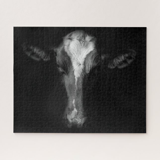 Farms | B&W Cow Head Shot Jigsaw Puzzle (Horizontal)