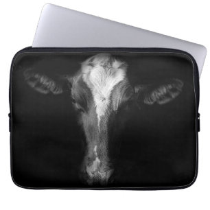 Farms   B&W Cow Head Shot Laptop Sleeve