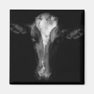 Farms   B&W Cow Head Shot Magnet