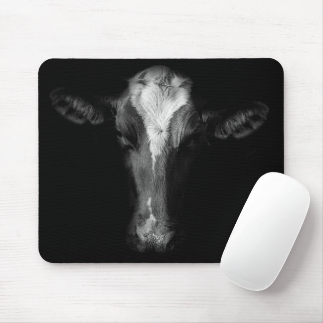 Farms | B&W Cow Head Shot Mouse Pad (With Mouse)