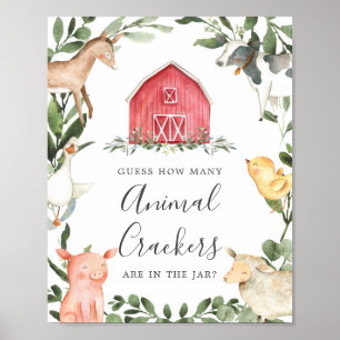 Farms Baby Shower Guess How Many Animal Crackers Poster