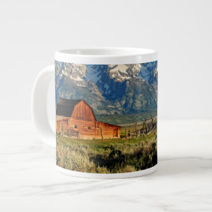 Farms   Barn Shadowed by Snow Capped Mountains Large Coffee Mug