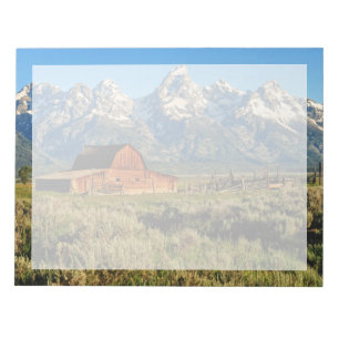 Farms Barn Shadowed by Snow Capped Mountains Notepad