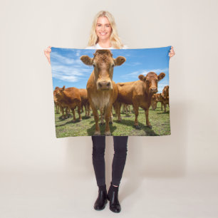 Farms   Brown Cow Group Fleece Blanket
