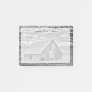 Farms BW American Flag Barn Scene Post-it Notes