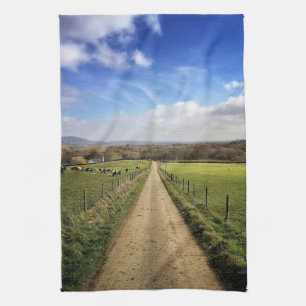 Farms   English Countryside Dirt Road Tea Towel