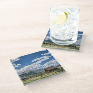 Farms Farm Below the Colorado Mountains Glass Coaster