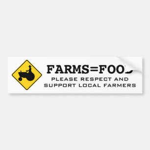 Farms=Food Respect and Support Farmers Bumper Sticker