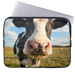 Farms   Holstein Cow Chewing Laptop Sleeve