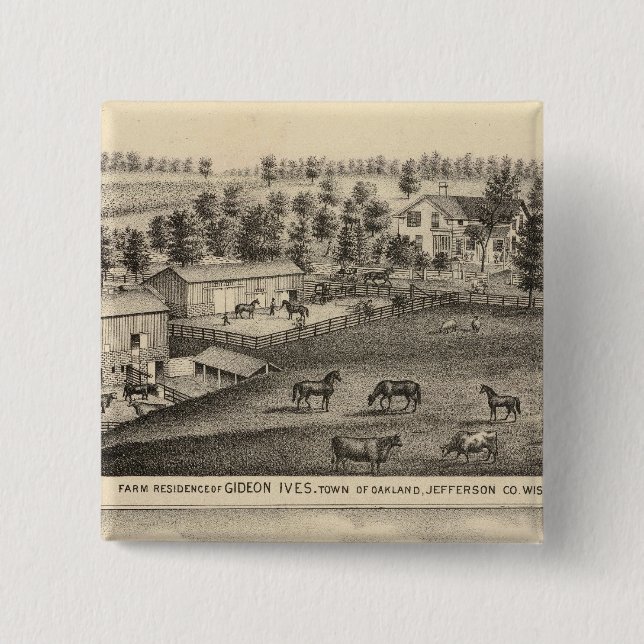 Farms of G Ives, Oakland, and A Wheeler, Pewaukee 15 Cm Square Badge (Front)
