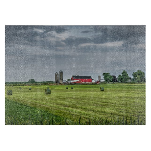Farms | Red Barn & Silo in Spring Cutting Board (Front)
