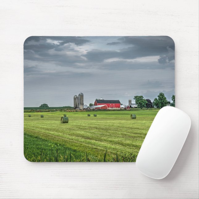 Farms | Red Barn & Silo in Spring Mouse Pad (With Mouse)
