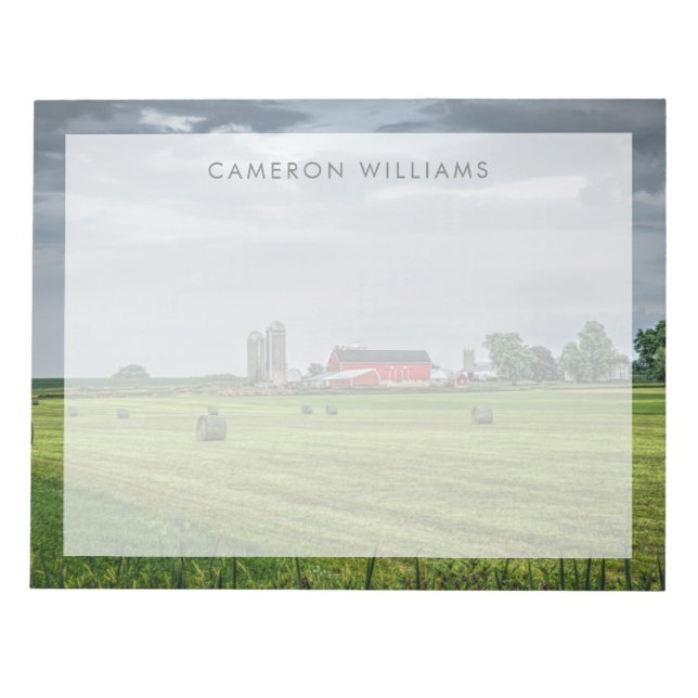 Farms | Red Barn & Silo in Spring Notepad (Front)