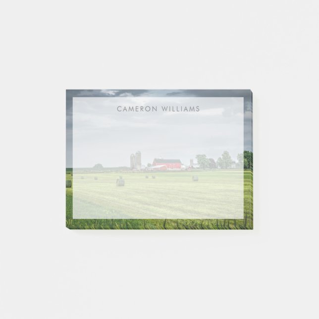Farms | Red Barn & Silo in Spring Post-it Notes (Front)