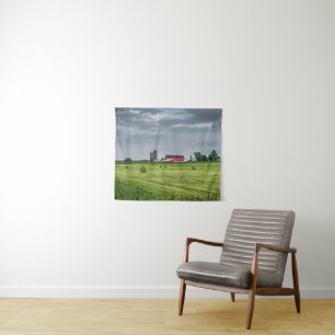 Farms Red Barn & Silo in Spring Tapestry
