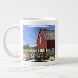 Farms   Red Barn With American Flag Large Coffee Mug