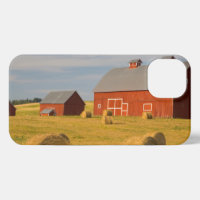 Farms | Red Barns Near Hay Bales