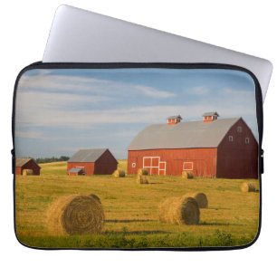 Farms   Red Barns Near Hay Bales Laptop Sleeve