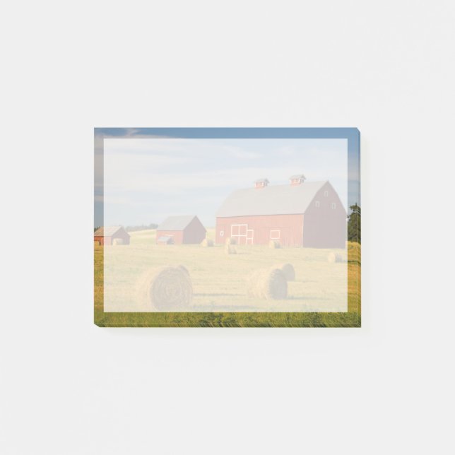 Farms | Red Barns Near Hay Bales Post-it Notes (Front)