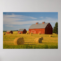 Farms | Red Barns Near Hay Bales