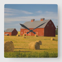 Farms | Red Barns Near Hay Bales