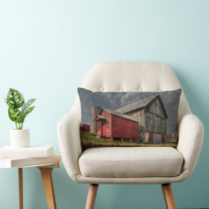 Farms Red Wooden Barn in Michigan Lumbar Cushion