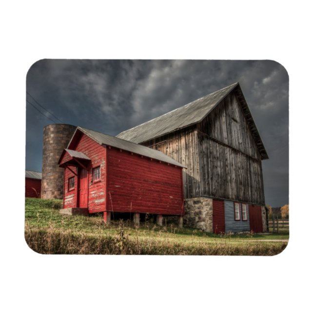 Farms | Red Wooden Barn in Michigan Magnet (Horizontal)
