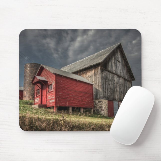 Farms | Red Wooden Barn in Michigan Mouse Pad (With Mouse)