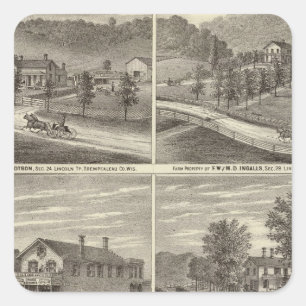 Farms, residences, stores square sticker
