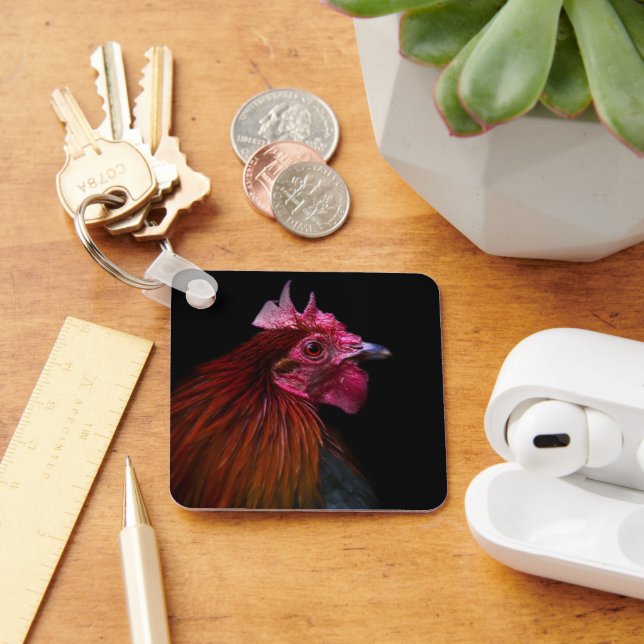 Farms | Rooster Head Shot Key Ring (Desk)