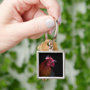 Farms Rooster Head Shot Key Ring