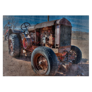Farms Rusty Antique Tractor Cutting Board