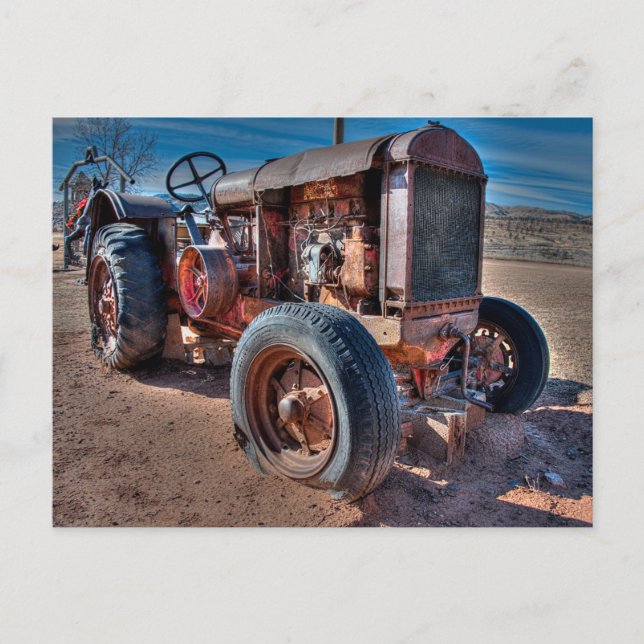 Farms | Rusty Antique Tractor Postcard (Front)