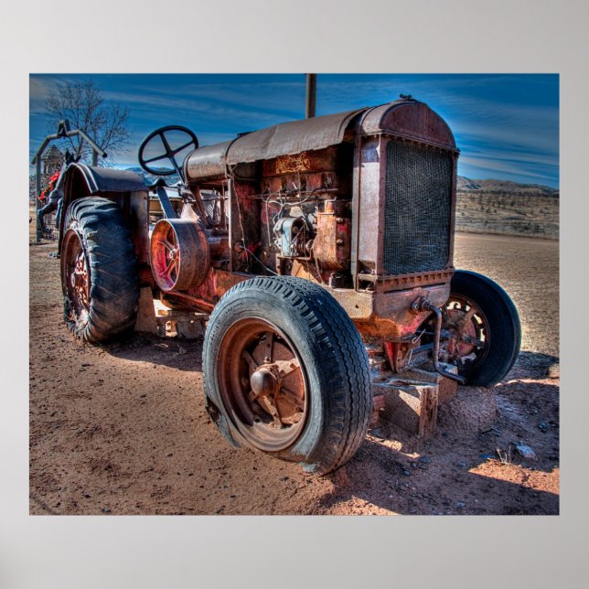 Farms | Rusty Antique Tractor Poster (Front)