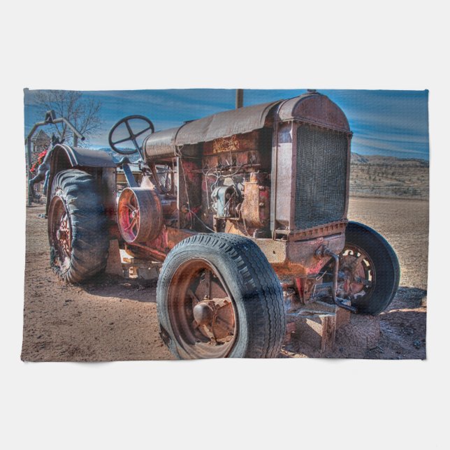 Farms | Rusty Antique Tractor Tea Towel (Horizontal)