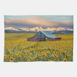 Farms   Sunflower Field Tea Towel