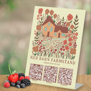 FARMSTAND Farmers Market SCAN TO PAY QR Farmhouse Pedestal Sign