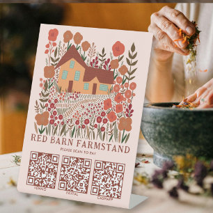 FARMSTAND Farmers Market SCAN TO PAY QR Farmhouse  Pedestal Sign