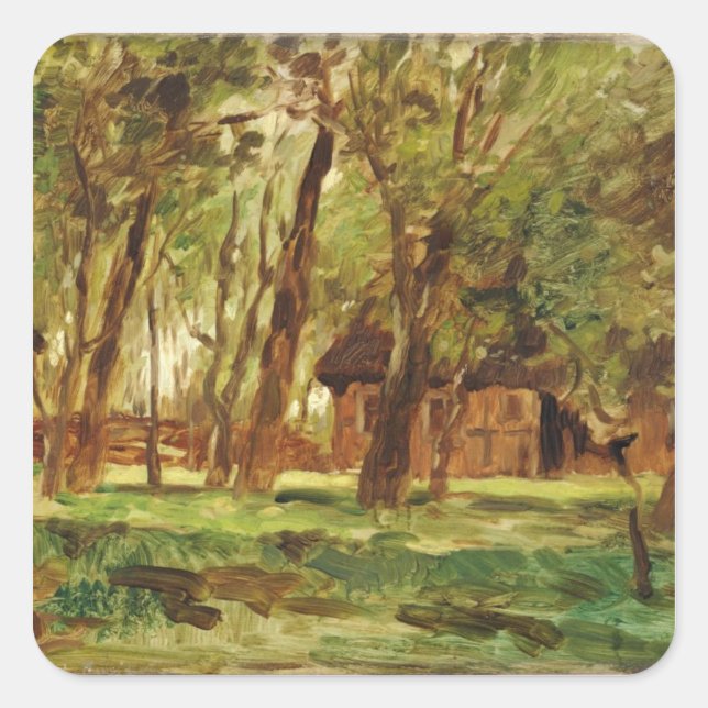 Farmstead under Trees Square Sticker (Front)