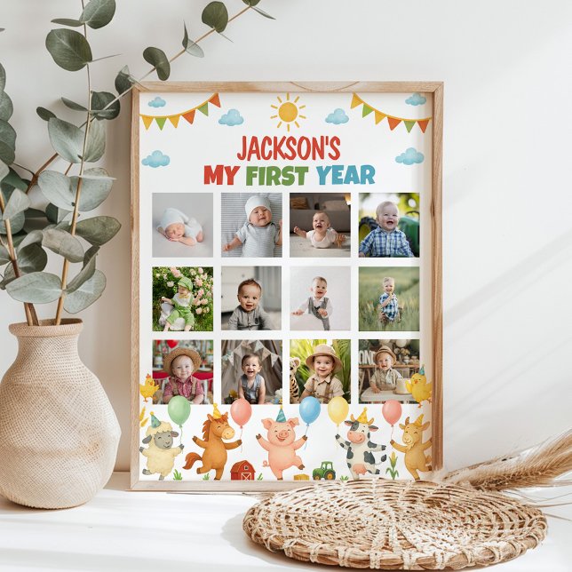 Farmyard Animals First Year Photo Milestone Poster (Creator Uploaded)