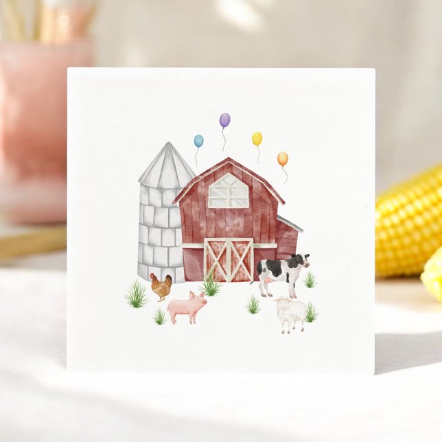 Farmyard Barnyard Farm Animals Birthday Party Napkin (Creator Uploaded)