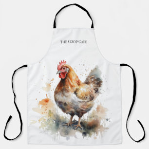 Farmyard Charm: Watercolor Chicken Art Apron