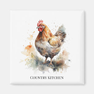 Farmyard Charm: Watercolor Chicken Art Magnet