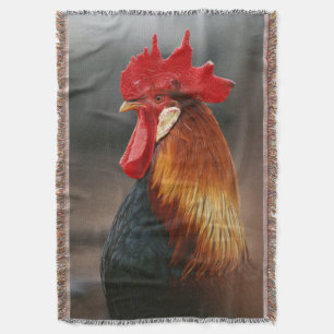 Farmyard Domestic Rooster Throw Blanket