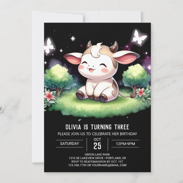 Farmyard Editable Cow Birthday Invitation (Front)