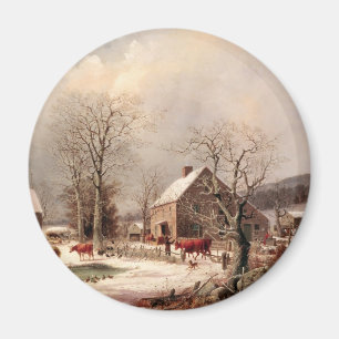 Farmyard in Winter Magnet